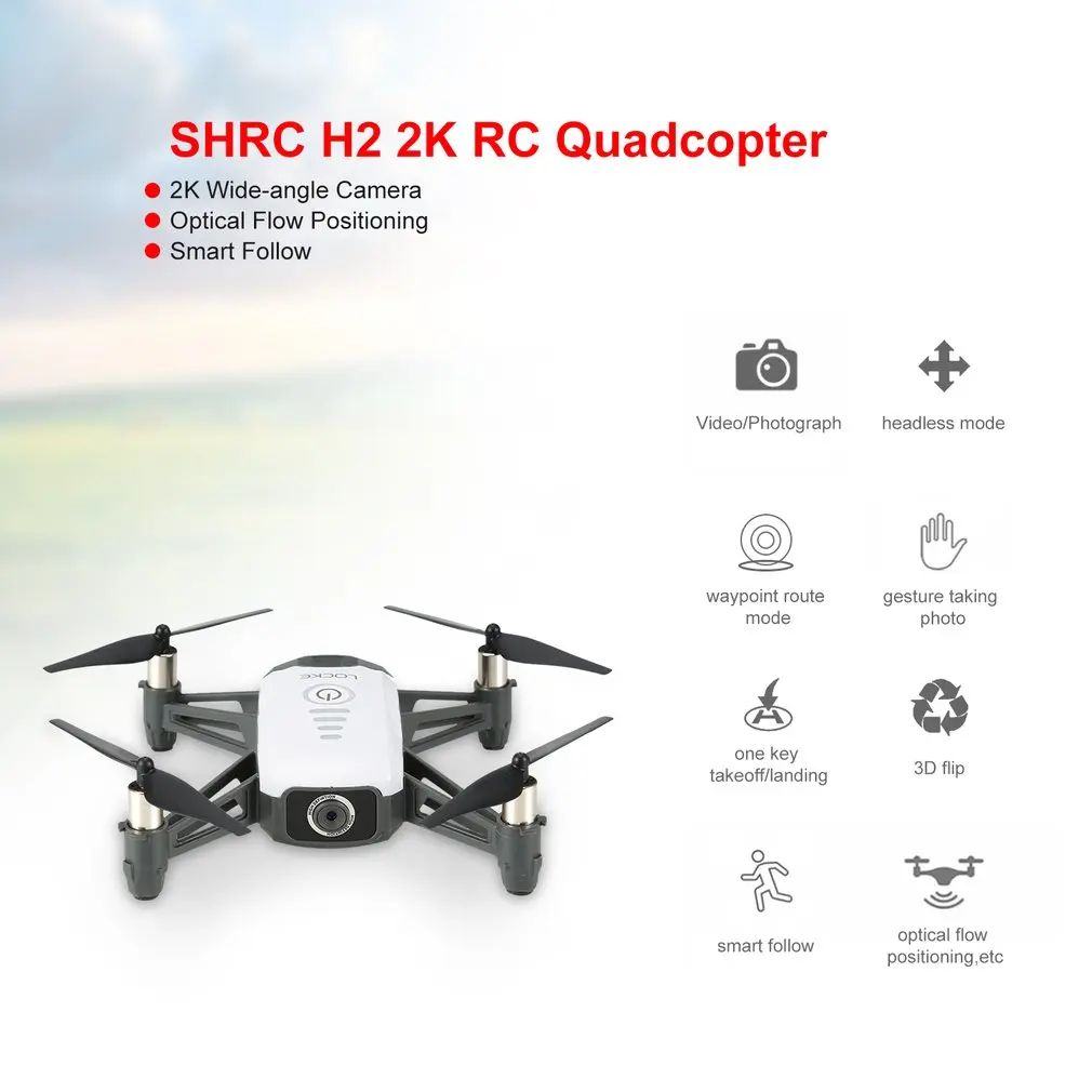 

SHRC H2 WIFI 2K FPV RC Drone Optical Flow Positioning Smart Follow RTF Quadcopter RC Remote Control Helicopter Toy