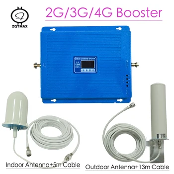 

ZQTMAX 2G 3G 4G Cellular Signal Amplifier GSM DCS WCDMA signal booster 2100 UMTS 1800 LTE Repeater 75dB Gain with 12dBi Antenna