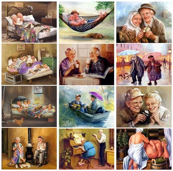 

Yikexin 5D Diamond Painting Sweet Home Old Man Full circular Diamond Embroidery Pictures Of Rhinestone Diamond Mosaic Home Decor