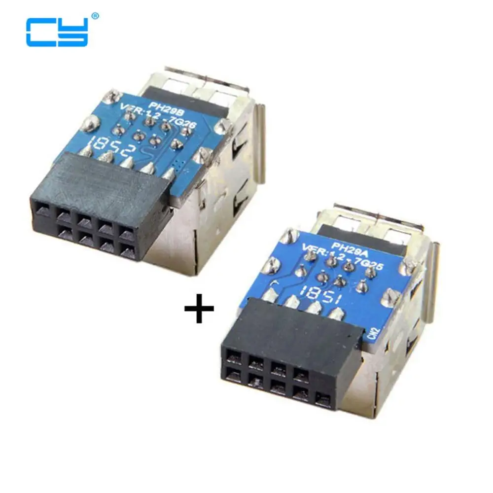 2 шт. 9-контактный/10-контактный разъем материнской платы на двойной USB 0