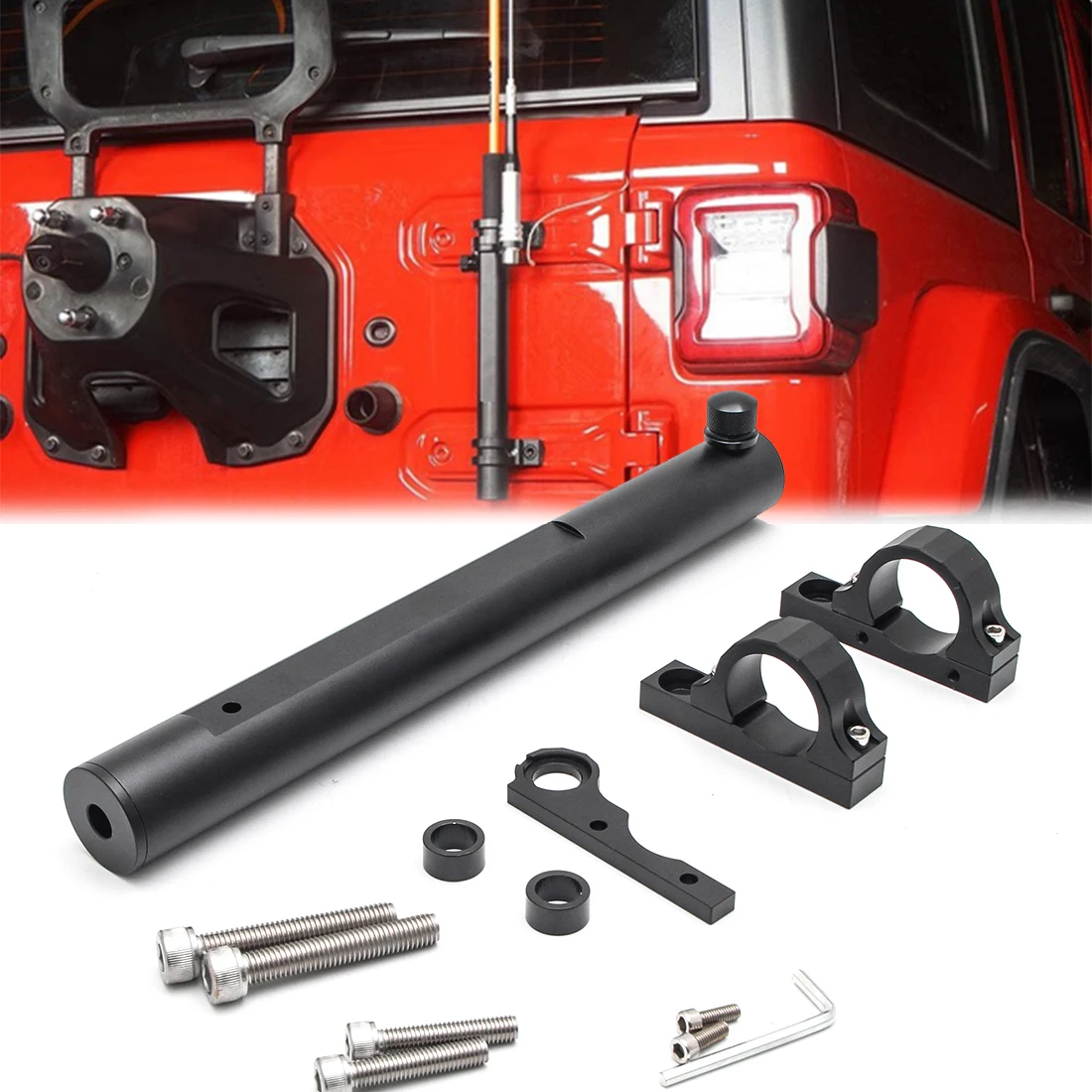 

Tailgate Hinge Flagpole Holder Mounting Bracket Flag Pole Antenna Mount for Jeep Wrangler JK JL 2007-2020 Accessories