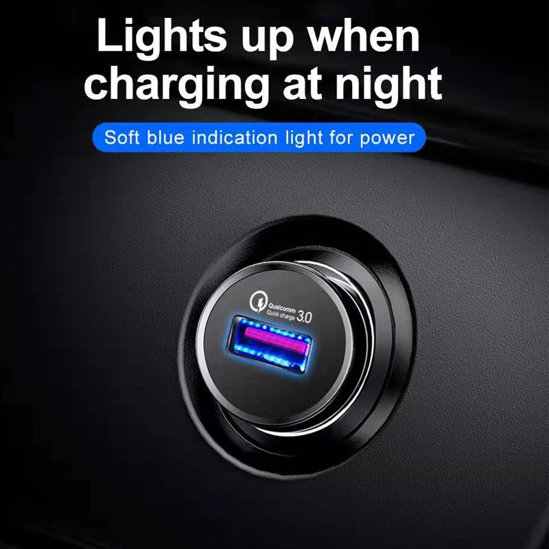Mi ni USB Автомобильное зарядное устройство Quick Charge 3,0 Автомобильное зарядное устройство для телефона для iPhone samsung Xiaomi mi huawei QC3.0 QC Быстрая зарядка для мобильного автомобиля