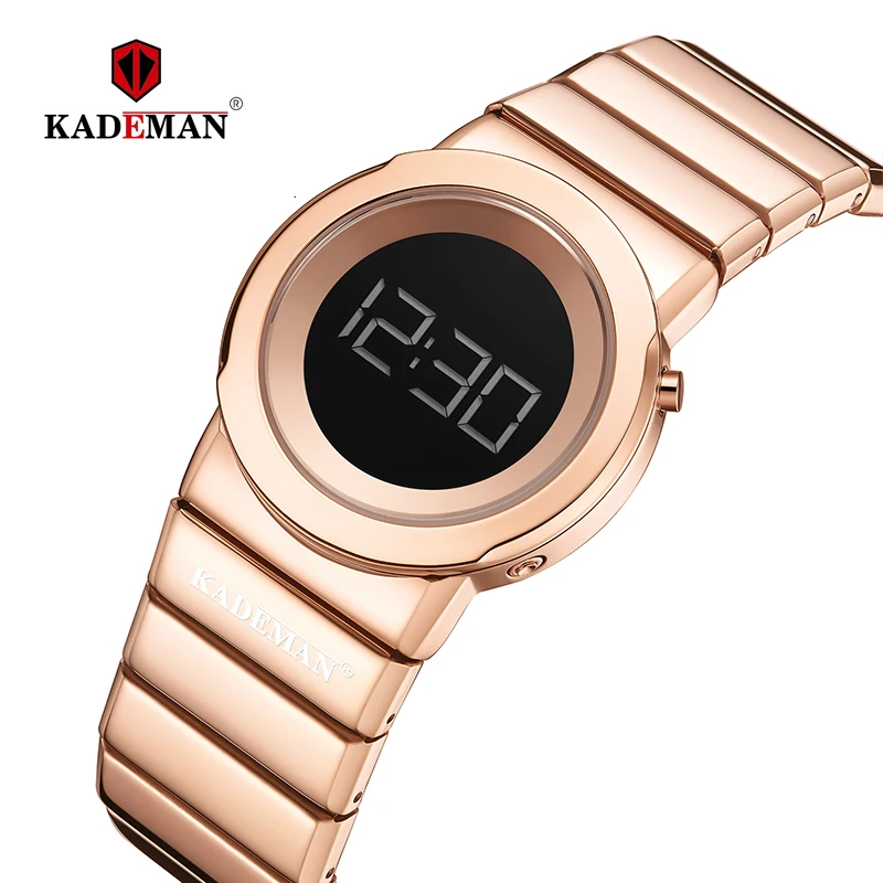 

LED Digital Ladies Watches New Fashion Women Wristwatch TOP Brand KADEMAN Casual Watch Full Steel Bracelet 3ATM Relogio Feminino
