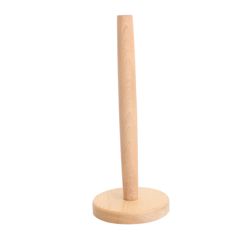 

Round Holder Organizer Wooden Roll Storage Rack Beech Paper Towel Stand Kitchen Tools Durable
