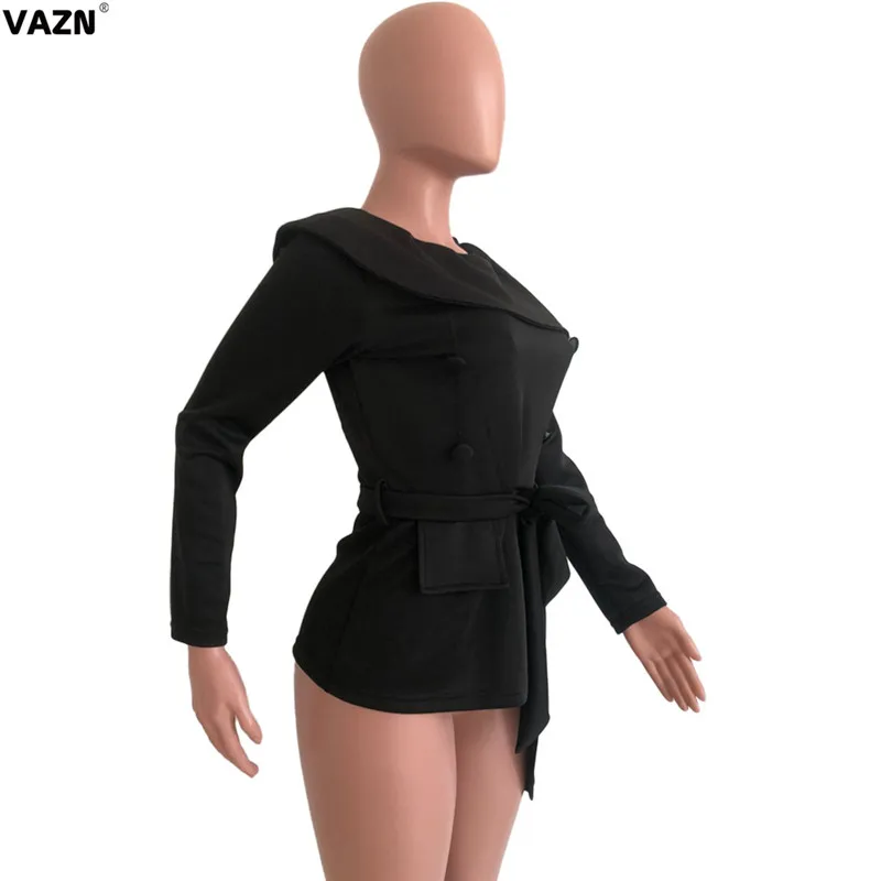 VAZN OJS9168 Осенняя классическая черная юная леди для заметок Сексуальная Клубная Мода полный рукав на шнуровке для женщин асимметричный тонкий длинный тройник
