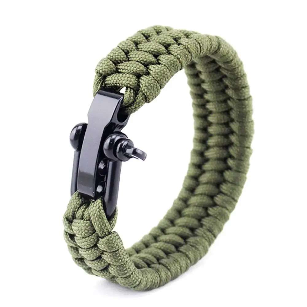 army green Унисекс Открытый Кемпинг тактический Браслет для выживания, Паракорд Аварийный Браслет для пряжки - Цвет: army green