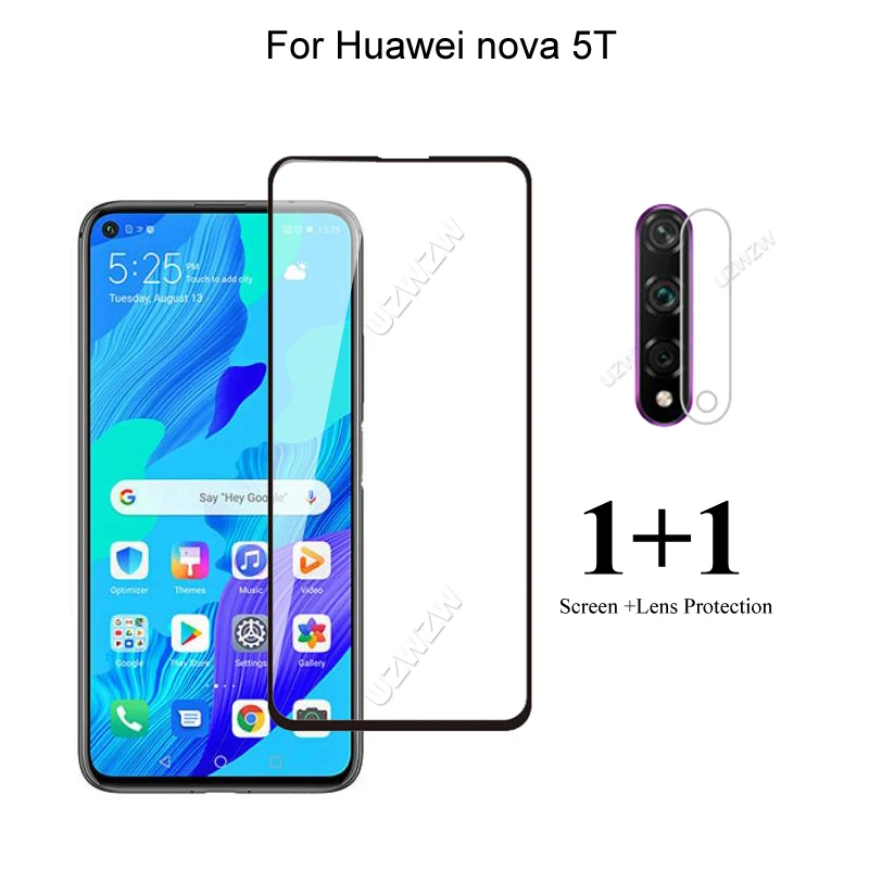 Für Huawei Nova 5T Frontscheibe Protector Schutz Gehärtetem Glas & Kamera Objektiv Film