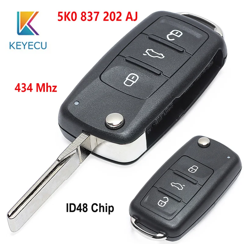 KEYECU 434 МГц 5K0 837 202 AJ для Volkswagen коробка с крышкой EOS Golf Jett* a POLO SHARAN Remote пульт дистанционного управления автомобильный брелок