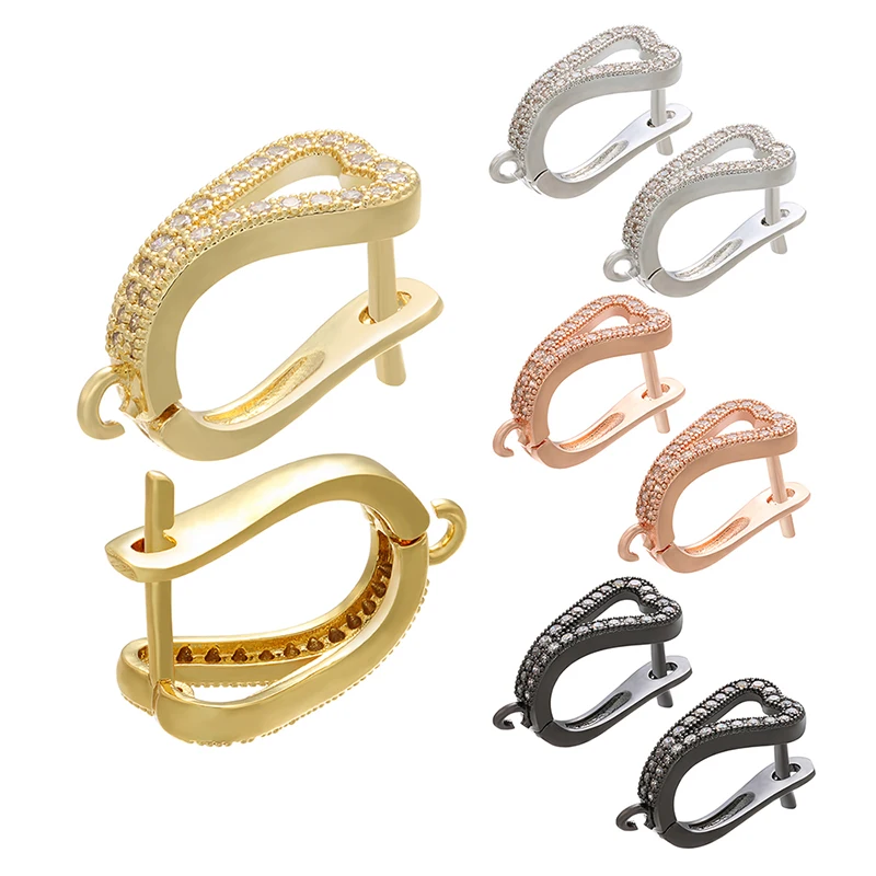 

ZHUKOU 12x19mm Super Excellet Brass heart crystal Earring Hooks Accessories for handmade DIY Earrings Jewelry model:VE99