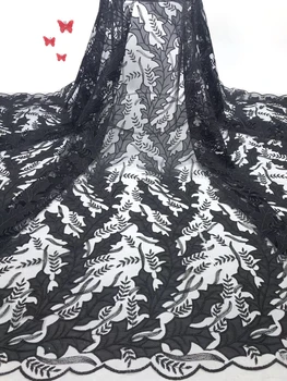

African black lace wedding dress, luxurious lace fabric 5Yard, African wedding lace fabric high quality velvet net lace J0360