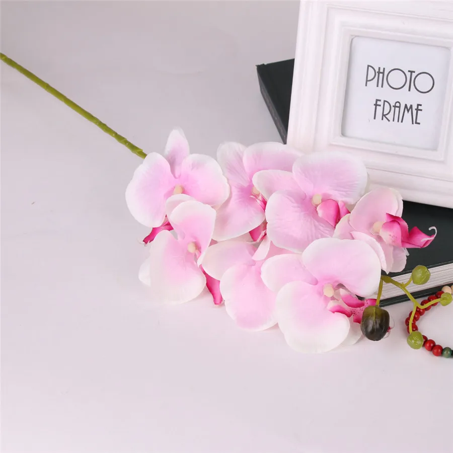 Light pink 1 шт., искусственные растения Орхидея, цветы, сделай сам, искусственная Орхидея, Бабочка, Шелковый букет, фаленопсис, свадебное украшение для дома - Цвет: Light pink