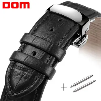 

DOM Genuine Leather Watchband With Butterfly Clasp Bands Waterproof Bracelet for Men Women Watch sized in 18mm 20mm 22mm