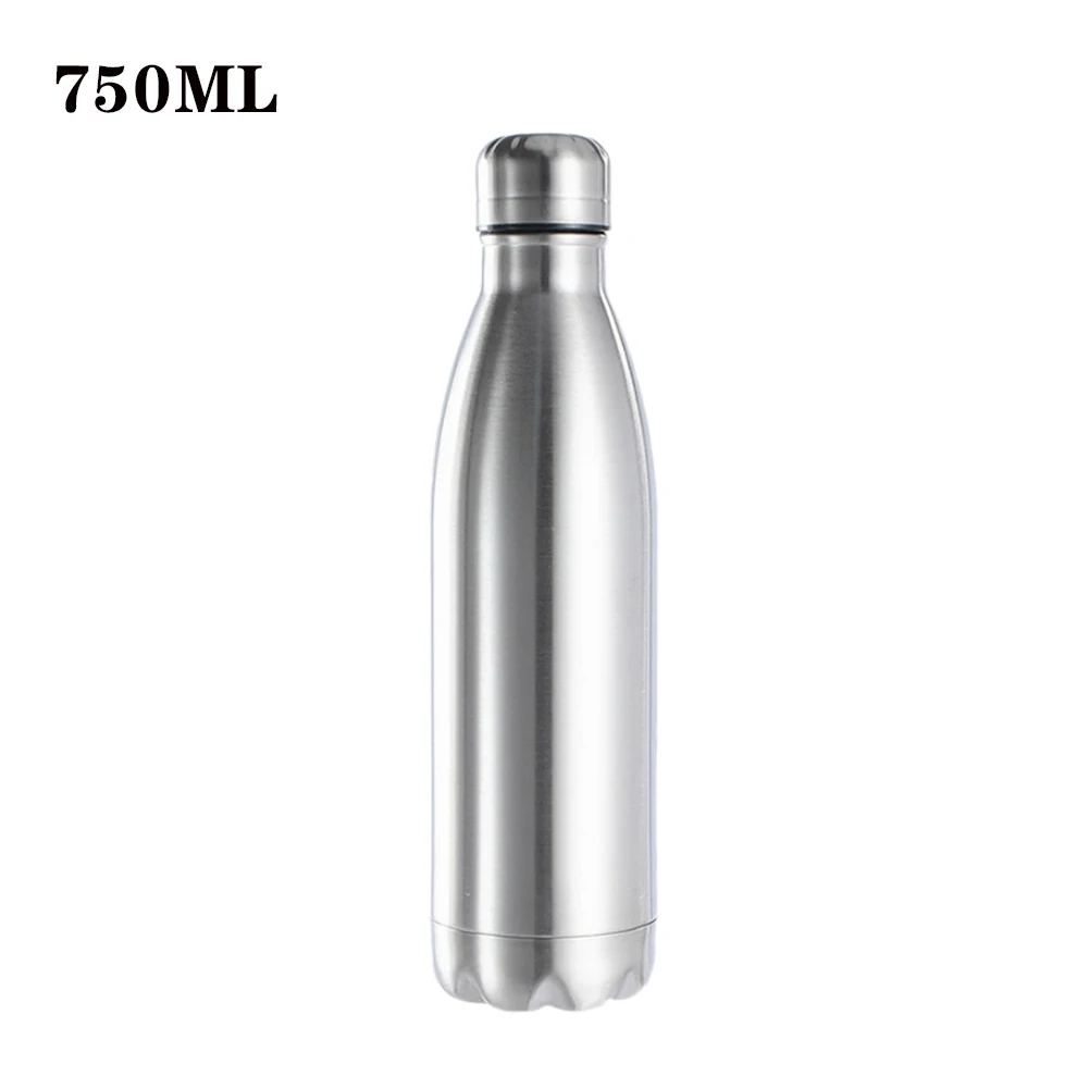 500/750/1000ml Portable Outdoor Water Bottle Food Grade Stainless Steel Single Wall Leakproof Vacuum Cup Hot Cold Water Bottle