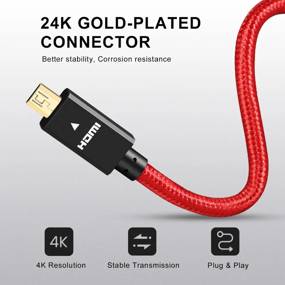 Адаптер Micro HDMI HD4K Mini штекер гнездо кабельный конвертер для камеры Raspberry Pi 4 GoPro