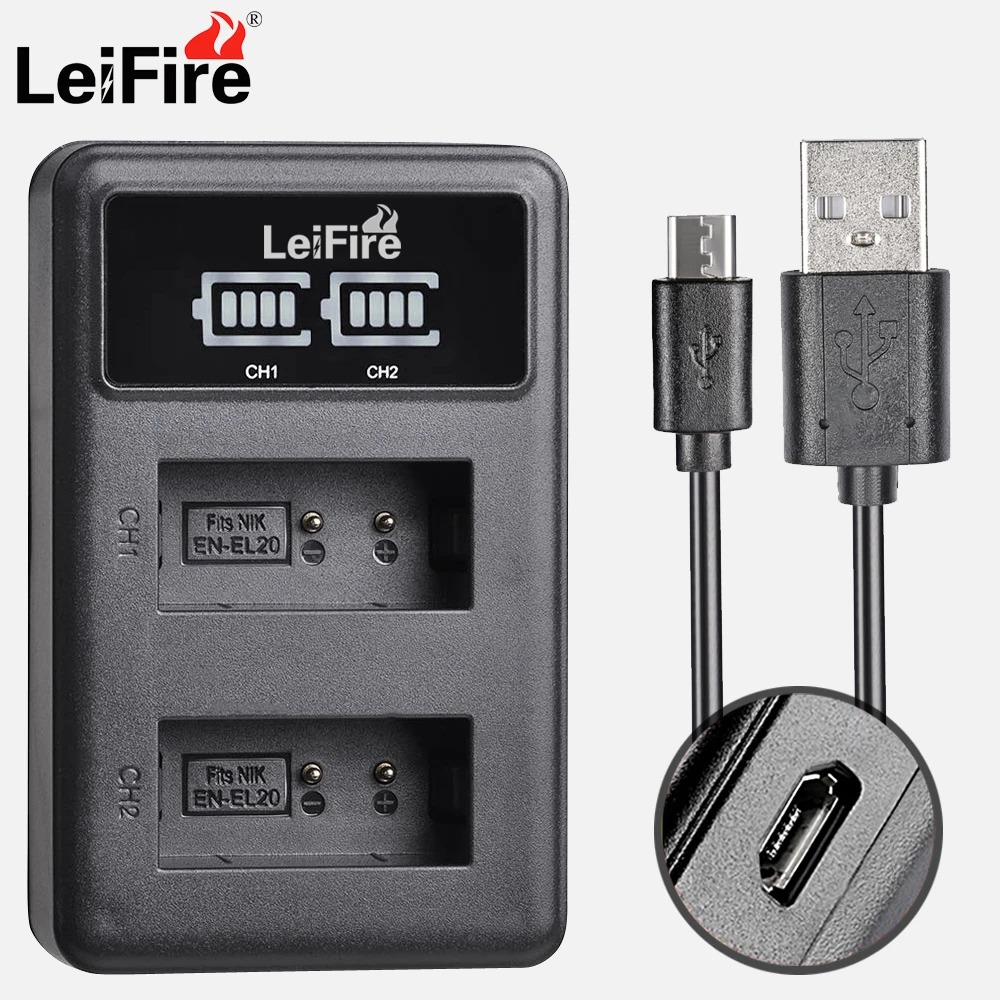 EN EL20 EN EL20a Battery LED USB Charger for Nikon Coolpix P1000 Nikon1