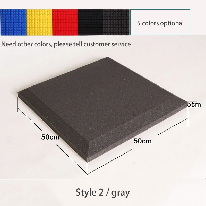 Style 2-gray Высокое качество 50x50 см панель звукоизоляция наклейки на стену Губка Пена Звукопоглощающая шум Губка Пена звукозаписывающая Звукопоглощающая - Цвет: Style 2-gray