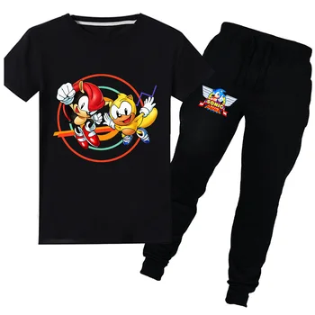 

Short Sleeve Cartoon Sonic The Hedgehog Toddler Girl Clothes Tshirts +Long Pants Christmas Child Kids Clothing Fashion 2020