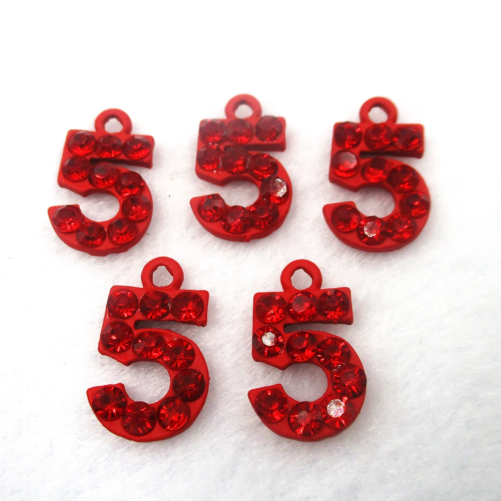 10pcs/lot 13*18mm Red Number 5 Charms Alloy Metal Gold Tone Enamel Oil Drop Fashion for DIY Jewelry Bracelet Necklace Making | Украшения и