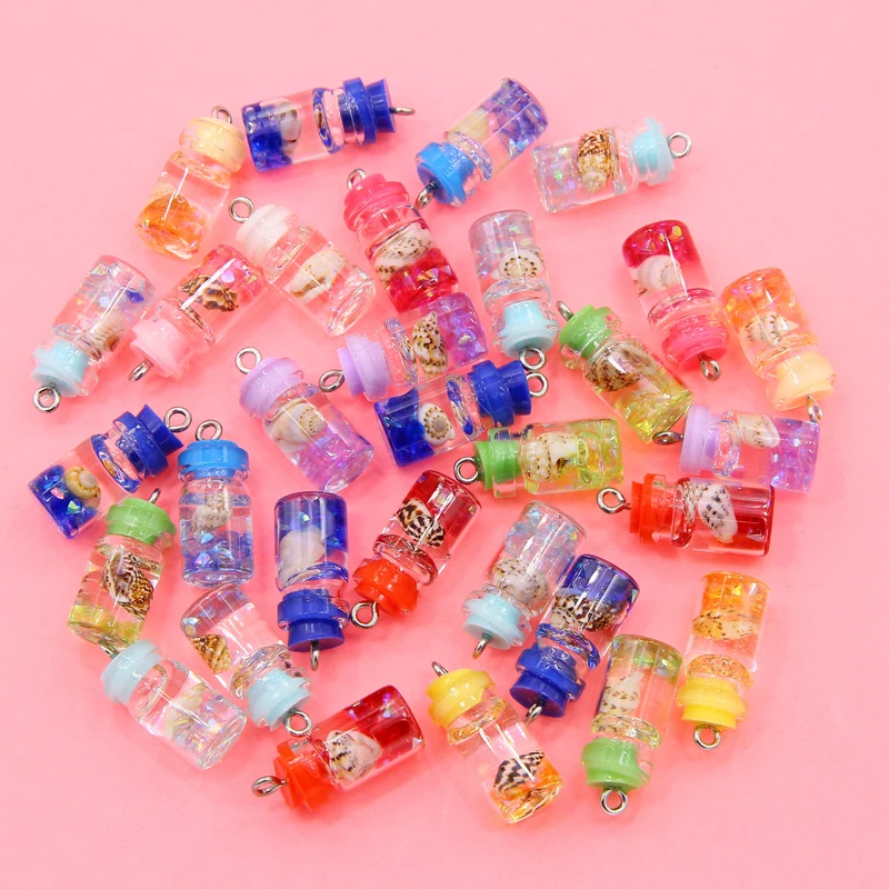 

10pcs Charms Conch Shell Ocean Drift Bottle Pendants Crafts Making Findings Handmade Jewelry DIY for Earrings Necklace Pendants