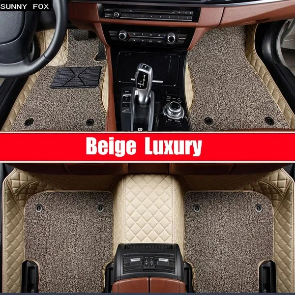 Солнечный лиса автомобильные коврики для Audi A6 C5 C6 C7 A4 B6 B7 B8 Allroad Avant A3 A5 A7 A8 A8L Q3 Q5 Q7 5D Стильный коврик для автомобиля гильзы - Название цвета: Beige Luxury