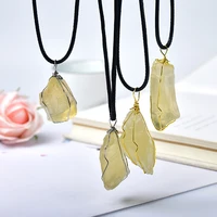 Natural Citrine Stone Crystal Necklace Raw Crystals Healing Stone Pendant Yellow Quartz For Men Women Mineral Jewelry For Gift 4