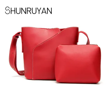 

SHUNRUYAN Soft Leather Women Bag Set Luxury Brand Fashion Designer Female Shoulder Bags Big Casual Bags Set Handbag High Quality
