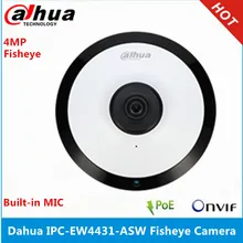 Dahua IPC-EW4431-ASW Panorama 180 градусов встроенный микрофон и слот для sd-карт и аудио и сигнал тревоги интерфейс POE wifi 4MP рыбий глаз камера