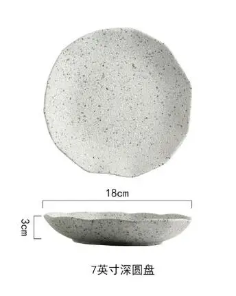 Узор керамическая тарелка для еды блюдо риса салатник Ретро фарфоровый поднос Бытовая посуда ужин - Цвет: 7 Inch deep plate