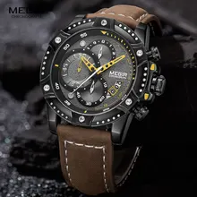MEGIR армейский Милитари спортивный часы для мужчин лучший бренд класса люкс кварцевые наручные часы с хронографом Relogio Masculino кожаный ремешок коричневый 2130