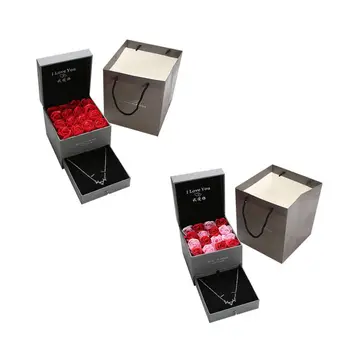 

16 Soap Flower Box Simple Fashion Necklace Gift Box Set Valentine's Day 11