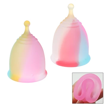 

1PCS Colorful Menstrual Women Feminine Hygiene Menstrual Cup Medical 100% Silicone Cup Reusable Lady Cup Collector Menstrual
