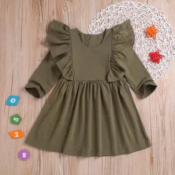 

2019 Girls Cotton Long Sleeve Dress Princess Girls Dresses brown colour