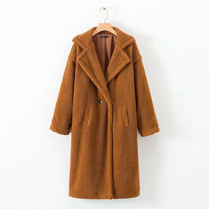 khaki Осенне-зимнее новое пальто из меха ягненка с двумя пряжками - Цвет: khaki