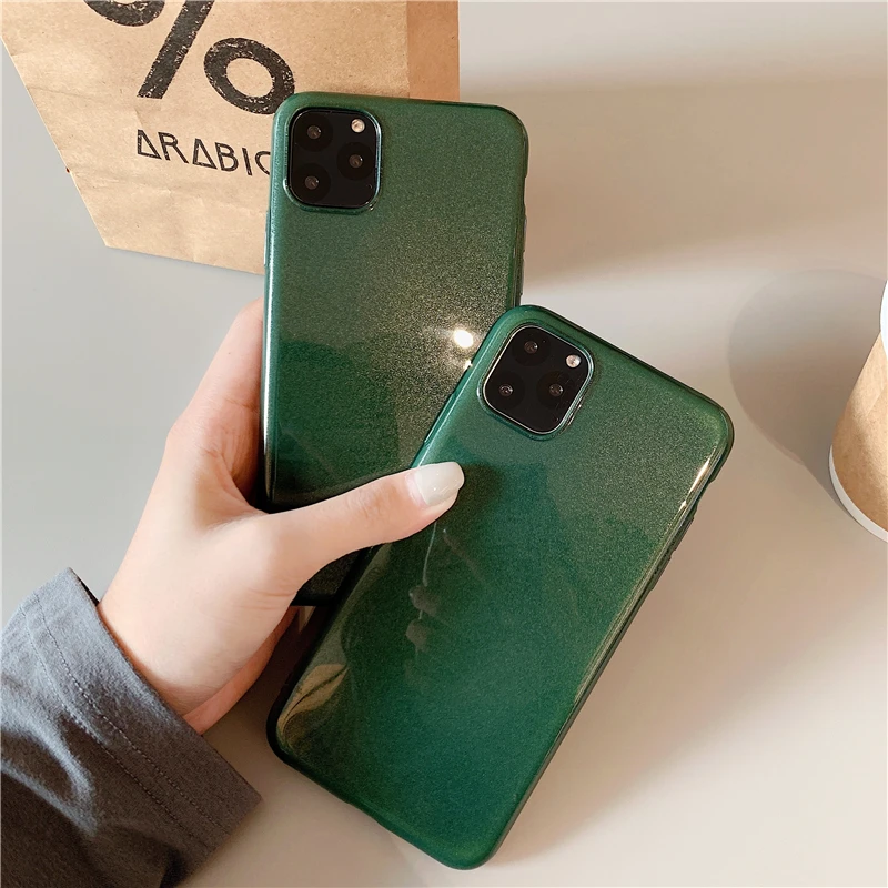 Роскошный нефритовый зеленый твердый мягкий чехол для телефона iPhone 11promax XR X XS Max 6
