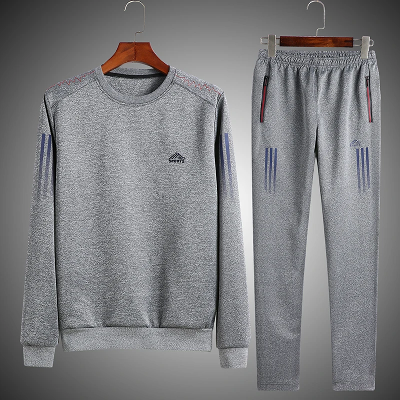 Fashion Men Set Long Sleeve Striped Hoodie Pant Male Tracksuit Two Pieces Outdoors Men's Gyms Casual Sportswear Suit 4XL 5XL | Мужская