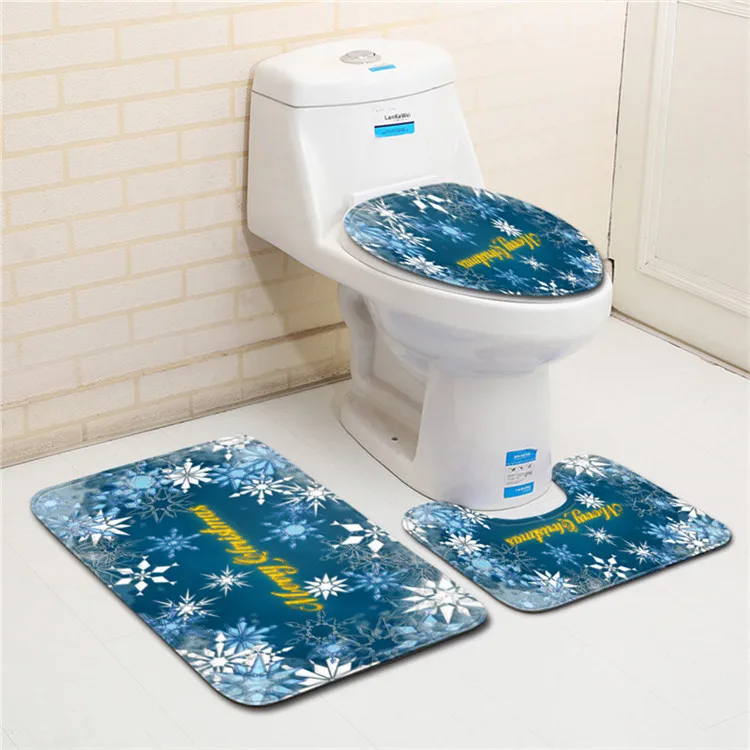 Free Shipping 3Pcs/set Merry Christmas Bathroom Carpet Set Dywaniki Lazienkow Bath Mats Rug Tapete Banheiro Tapis Salle De Bain