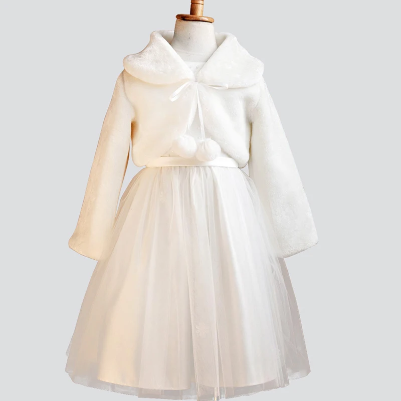 

Flower Girls Cape Long Sleeves Wedding Party Shrugs Warm Chaqueta Mujer Wedding Accessories Winter Jacket Kids Bolero