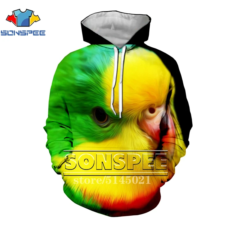SONSPEE New 3D Print Fashion Men Women Sweatshirt Animal Parrot hoodie Hip Hop leisure Harajuku Pullover streetwear S2102 - Цвет: Белый