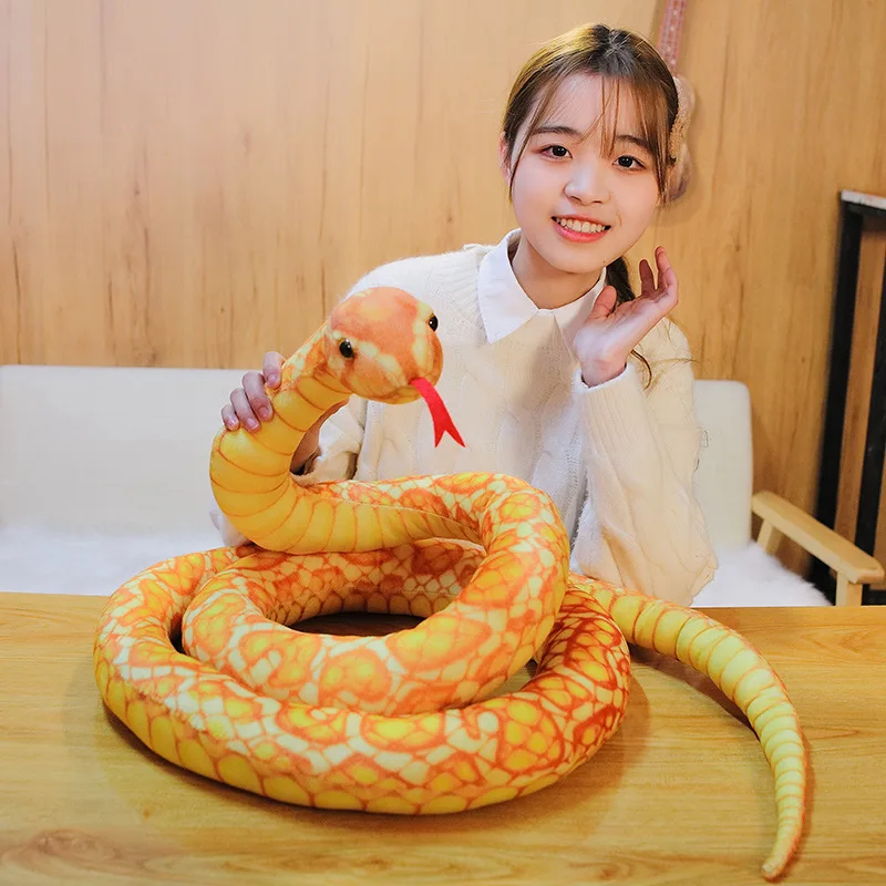 

110-300CM Simulated Python Snake Plush Toy Giant Boa Cobra Long Stuffed Snake Plushie Pillow Children Boys Gift Home Decoration