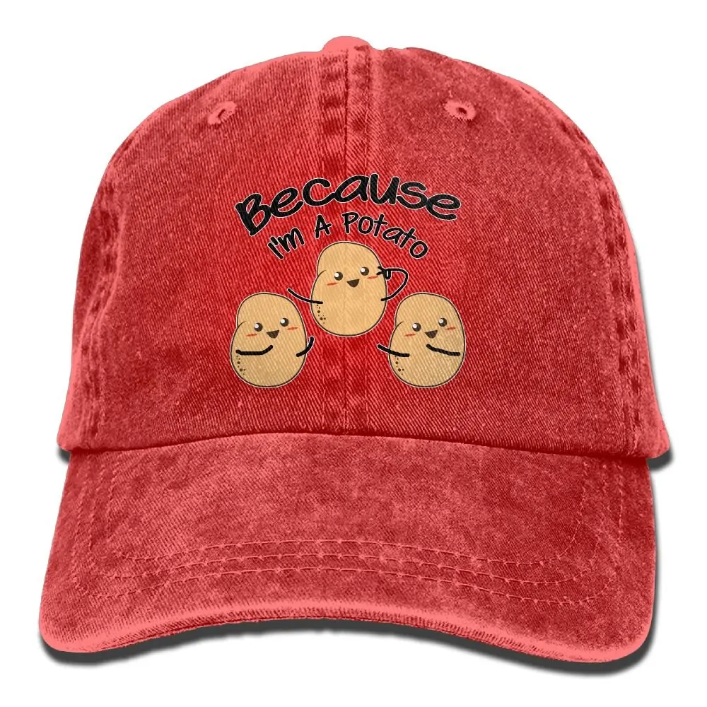 Потому что я картофель смешной картофель подарок Классический унисекс бейсбольная кепка регулируемая мыть окрашенный хлопок мяч шляпа красный