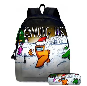 

Children Game Among Us Backpack Set Cute Cartoon Kindergarten Schoolbag pupil Bookbag Anime Knapsack Teen Students Rucksack
