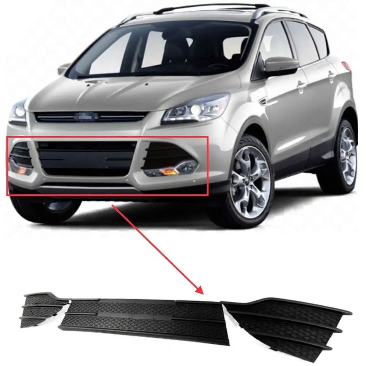 

NEW 3 Pcs Set Black Front Left Right Bumper Grille Cover Grille Grill Triangular Grill For Ford Escape 2013 2106