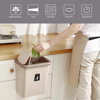 

Push-top Trash Can Chef Hanging Automatic Return Lid for Fruit Vegetable Pericarp DNJ998