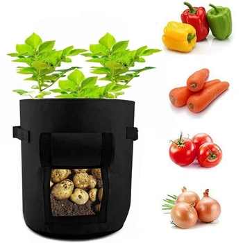 

4 Packs Of 7 Gallon Sweet Potato Potato Planting Bags, Garden Planting Bags, Vegetable Growing Bags, Fabric Potting Bags, Black