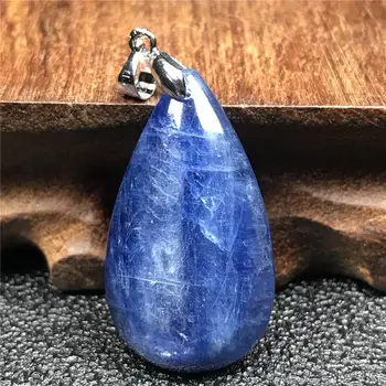 

Natural Blue Kyanite Necklace Pendant For Woman Man Crystal 33x19x5mm Cat Eye Gemstone Crystal Water Drop Necklace Pendant AAAAA