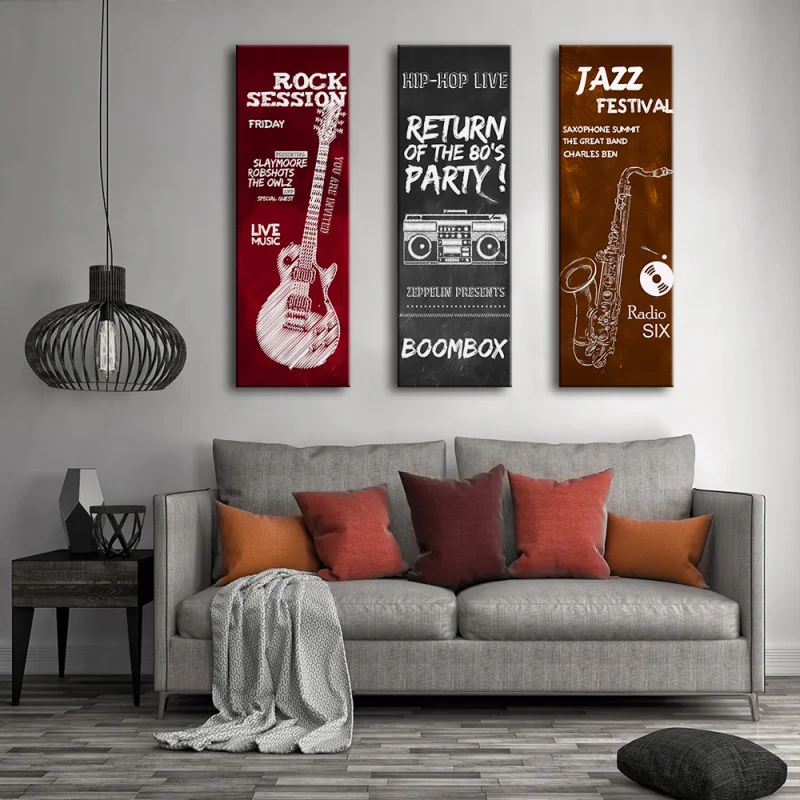 

Musical Instruments Guitar Poster Jazz Saxophone Modern Pictures Industrial Canvas Painting for Living Room Office Home Decor