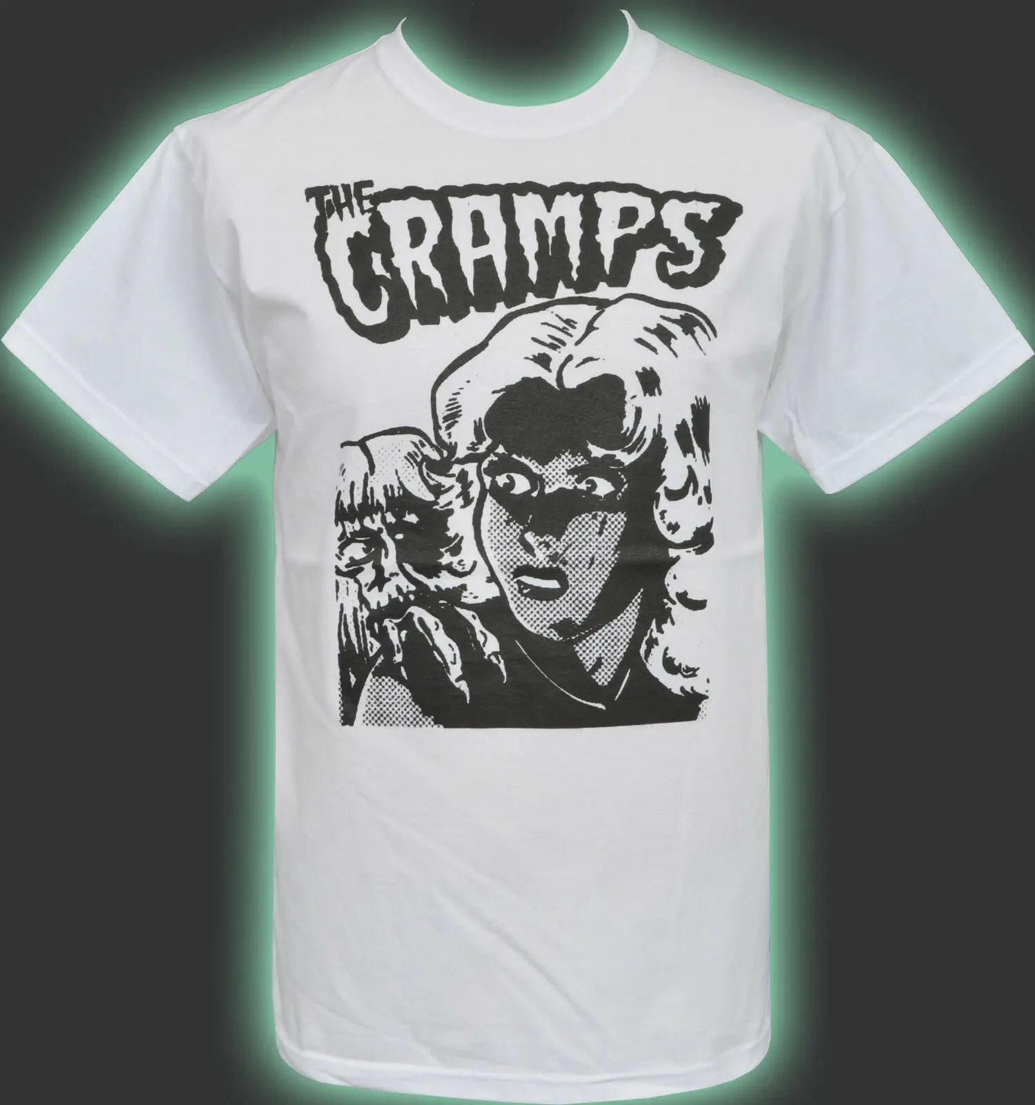 CRAMPS мужская белая футболка LUX интерьер ужас гараж PSYCHOBILLY S-5XL | Мужская одежда