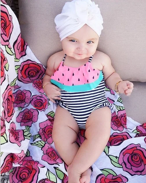 Toddler Infant One Beachwear Striped Watermelon Baby Girl Swimsuit Bandage Bikini Swimwear Backless Baby Cute Bathing Suit SA-8
