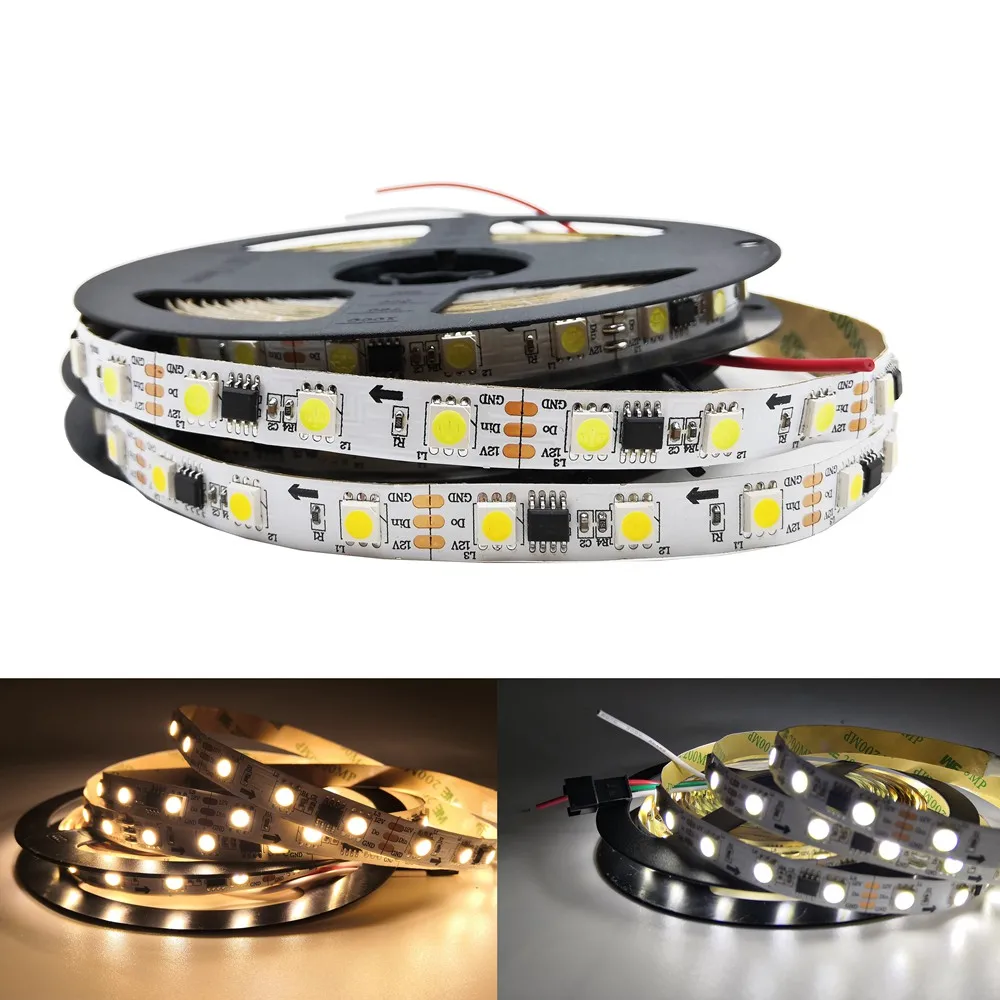 

DC12V 1M 5M WS2811 LED Pixel Strip Light 5050 Led Strip Ribbon Flexible Addressable Digital LED tape 1 Ic Control 3 White Warm W