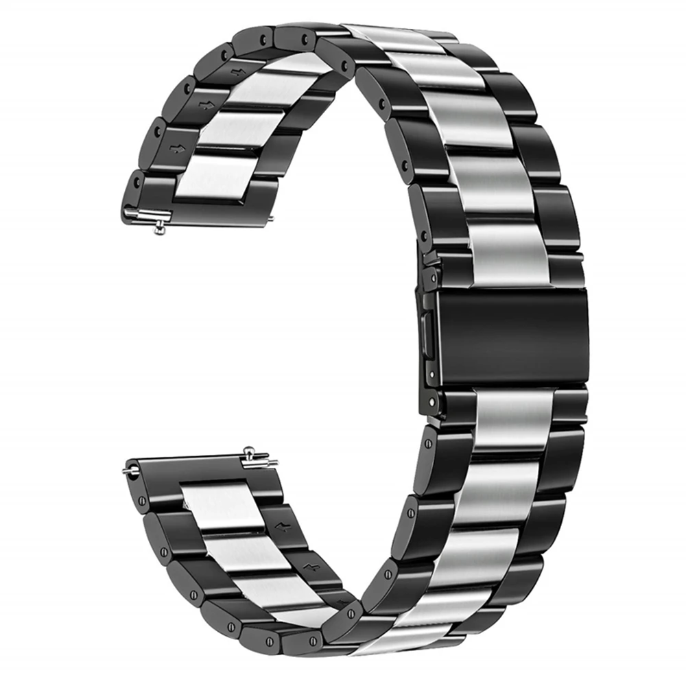 Ремешки для наручных часов для samsung galaxy watch active 2 40 мм 44 мм ремешок 20 мм 22 мм ремешок из нержавеющей стали для gear s3/galaxy watch 46 мм - Цвет ремешка: silver black